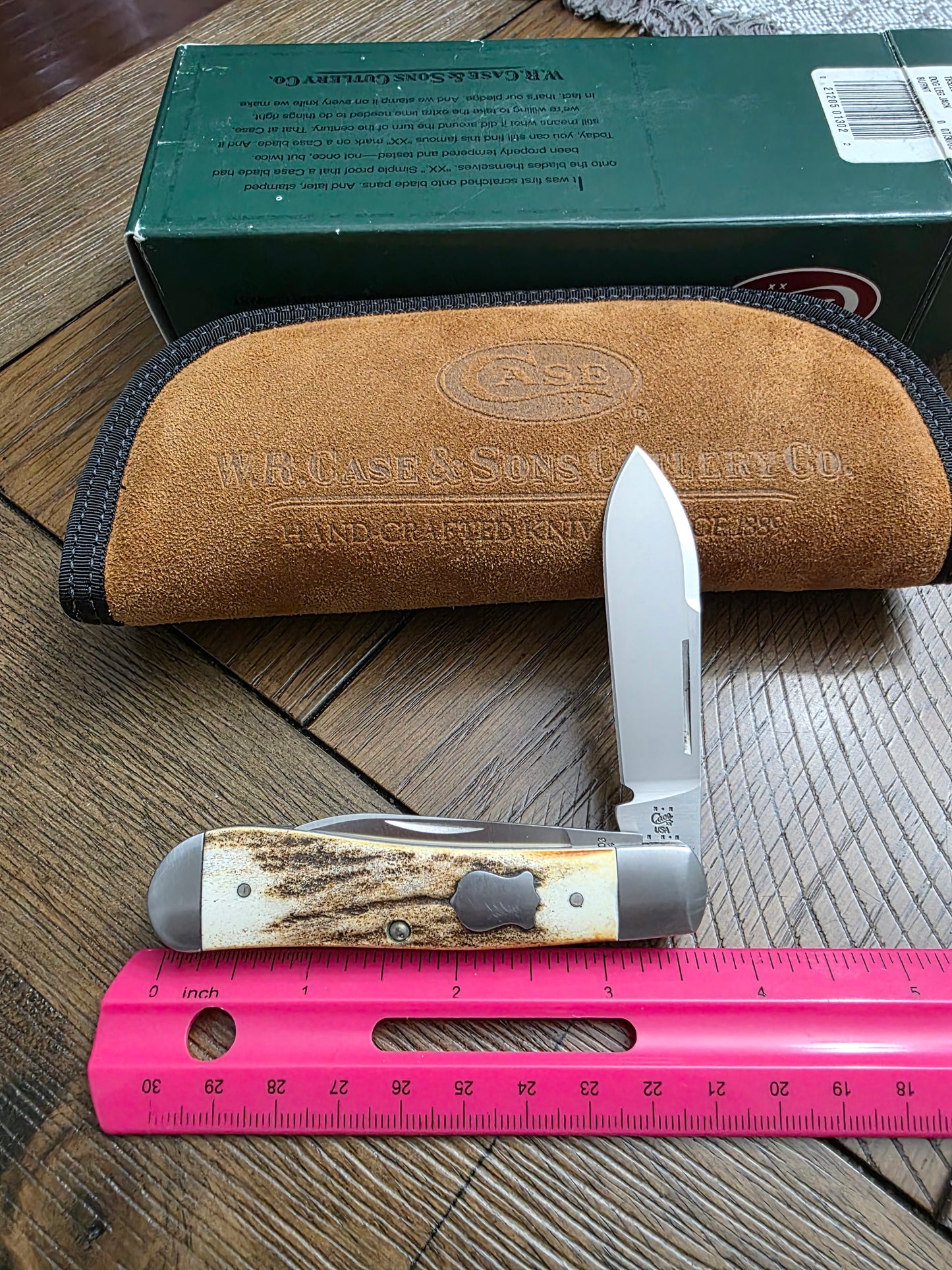 2003 Case XX Tony Bose Calab Dog Leg Jack Burnt Stag Handle Knife 01302 NIB