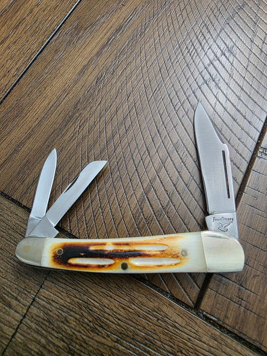 Frost Cutlery - Medium Whittler Burnt Bonestag Handles 3 Blade - Vintage