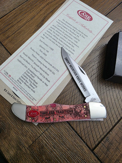 2025 Case XX Red Colorwash Natural Bone Folding Hunter SMKW Event Knife