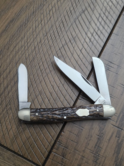 J.A. Henckels German Stockman 1815 Stag Handle 3 Blade Badge Shield