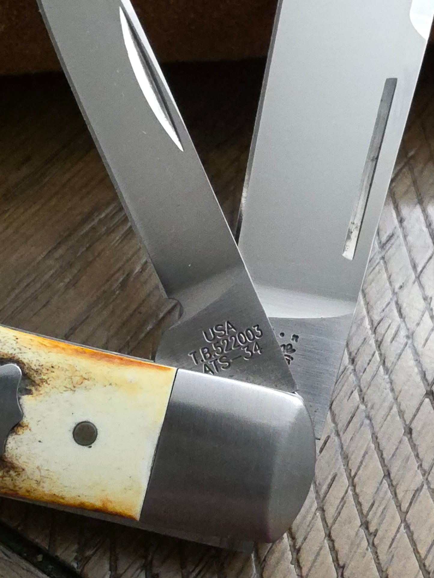 2003 Case XX Tony Bose Calab Dog Leg Jack Burnt Stag Handle Knife 01302 NIB