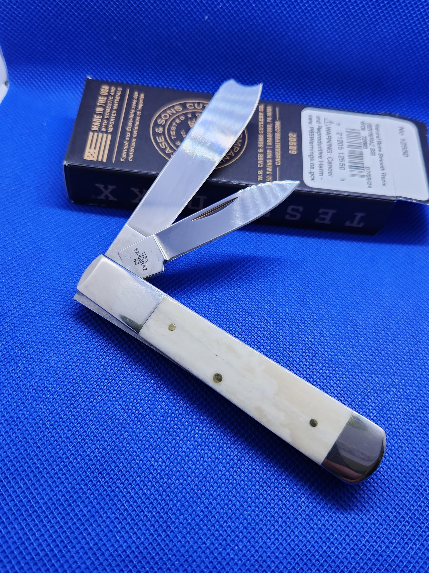 2024 Case XX Smooth Natural Bone Razor  Pocket Knife With Bullet Shield 12550 SFO 62005RAZ