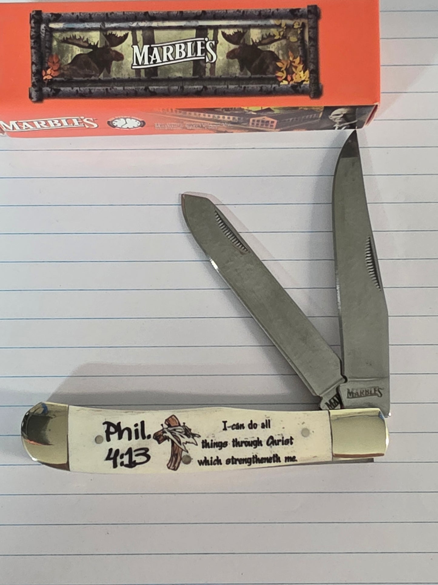 Marbles Trapper - Phil 4:13 - Smooth White Bone MR578PHIL