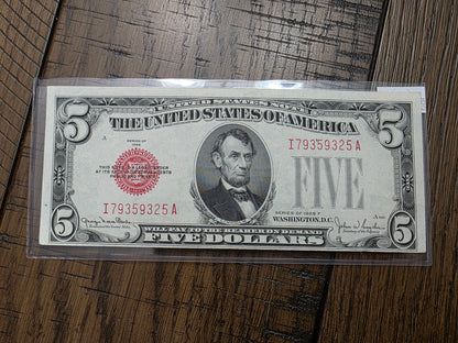 1928 F $5 Dollar Red Seal United States Note Uncirculated Condition