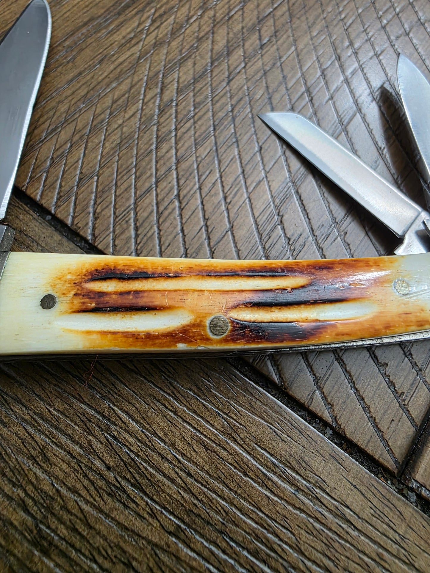 Frost Cutlery - Medium Whittler Burnt Bonestag Handles 3 Blade - Vintage