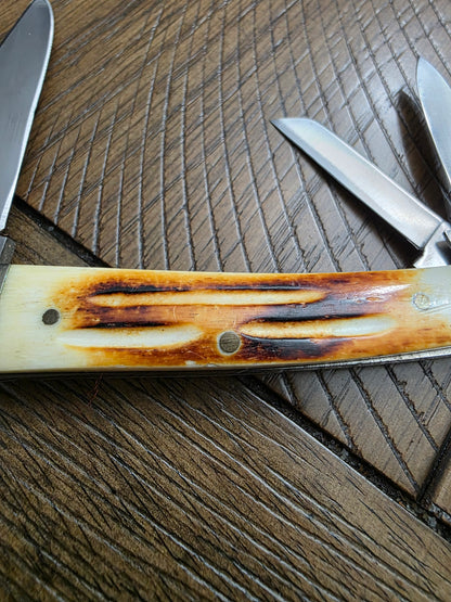 Frost Cutlery - Medium Whittler Burnt Bonestag Handles 3 Blade - Vintage