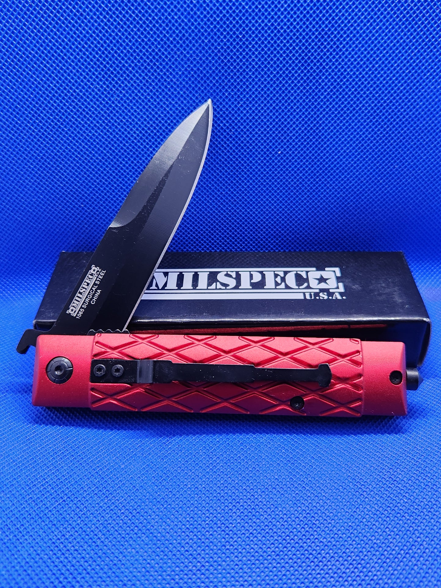 Milspec USA Red Assisted Open Firefighter Pocket Knife YC-S-8335-RD