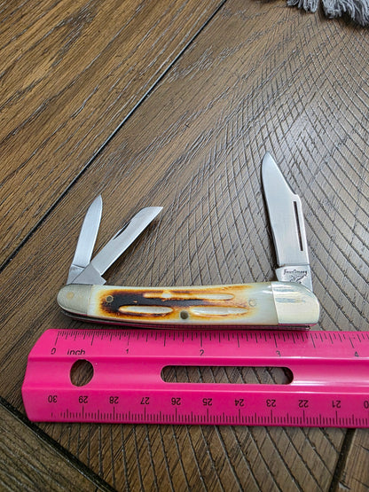 Frost Cutlery - Medium Whittler Burnt Bonestag Handles 3 Blade - Vintage