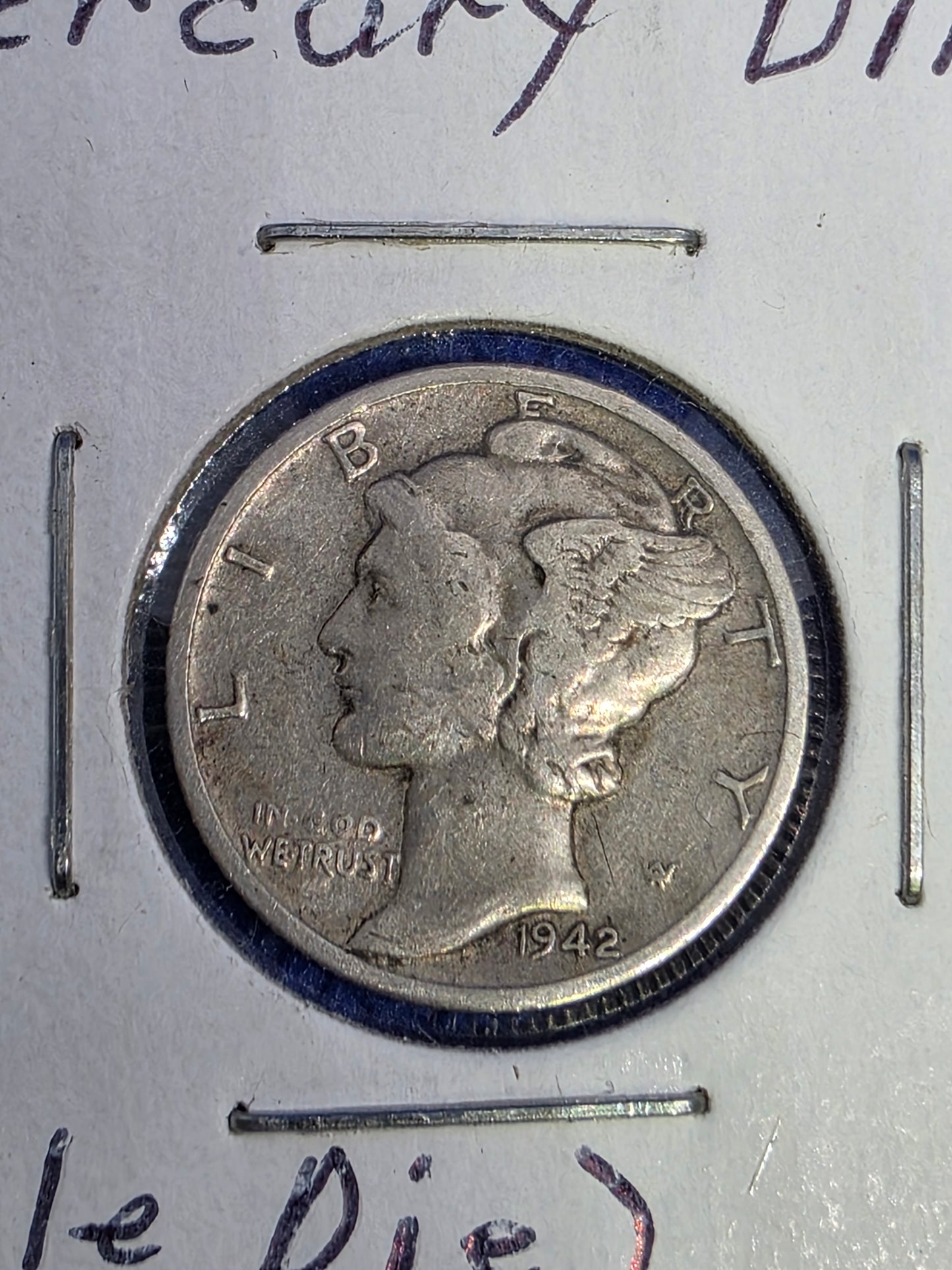 1942 D Mercury Dime Double Die in Good Condition