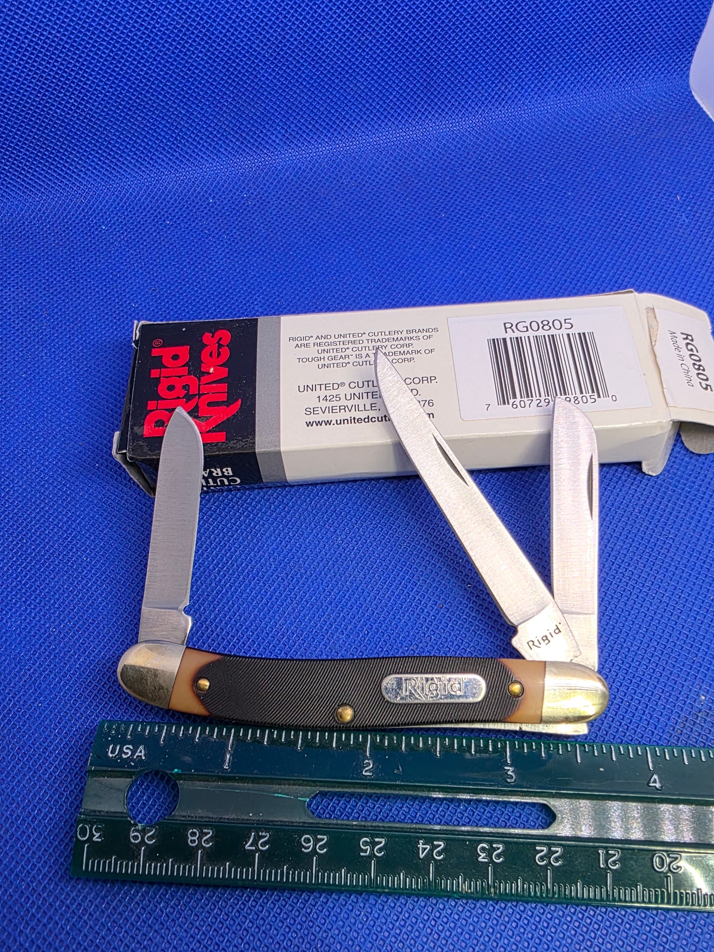 Rigid - Stockman 3.75" with Brown Sawcut Delrin Handles - RG805