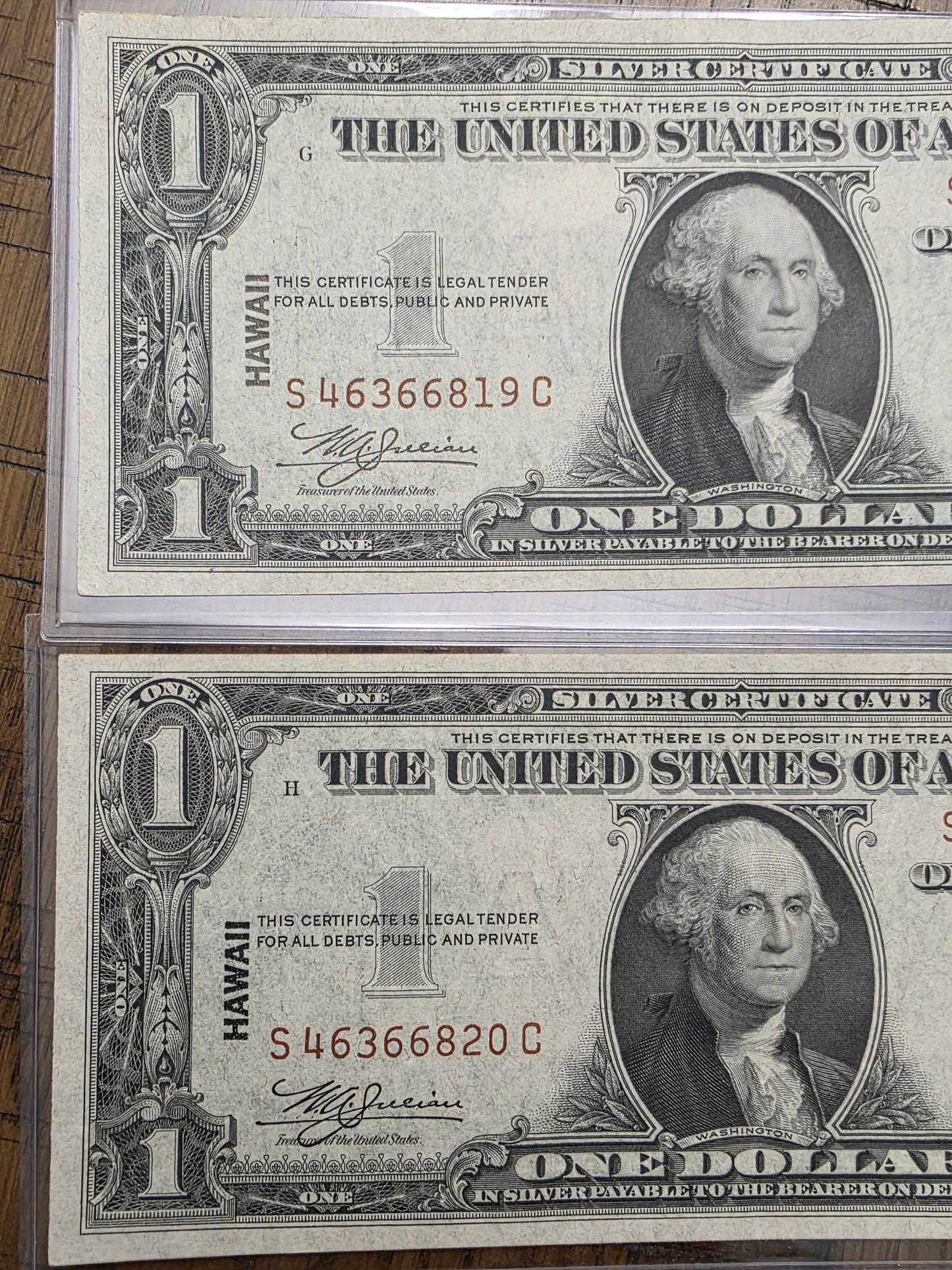 1935A Series $1 Hawaii Emergency Note 2 Consecutive SN# Uncirculated