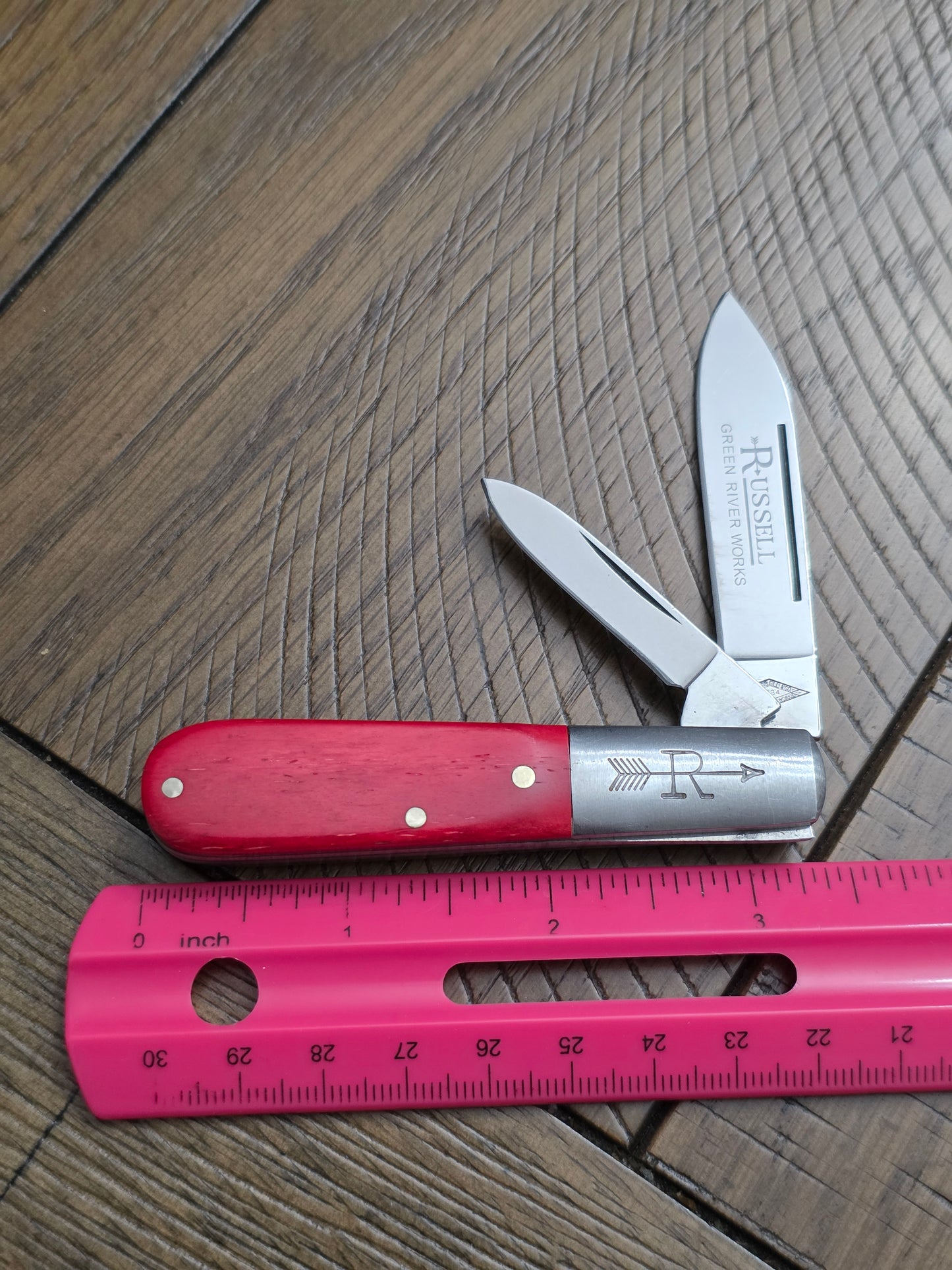 Russell Barlow by Green River Knife Works German Made Lightly Used Smooth Red Bone Handles