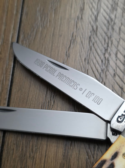 1998 Case XX Pearl Premier Stag Handle Trapper 1 of 100 Very Nice Stag!