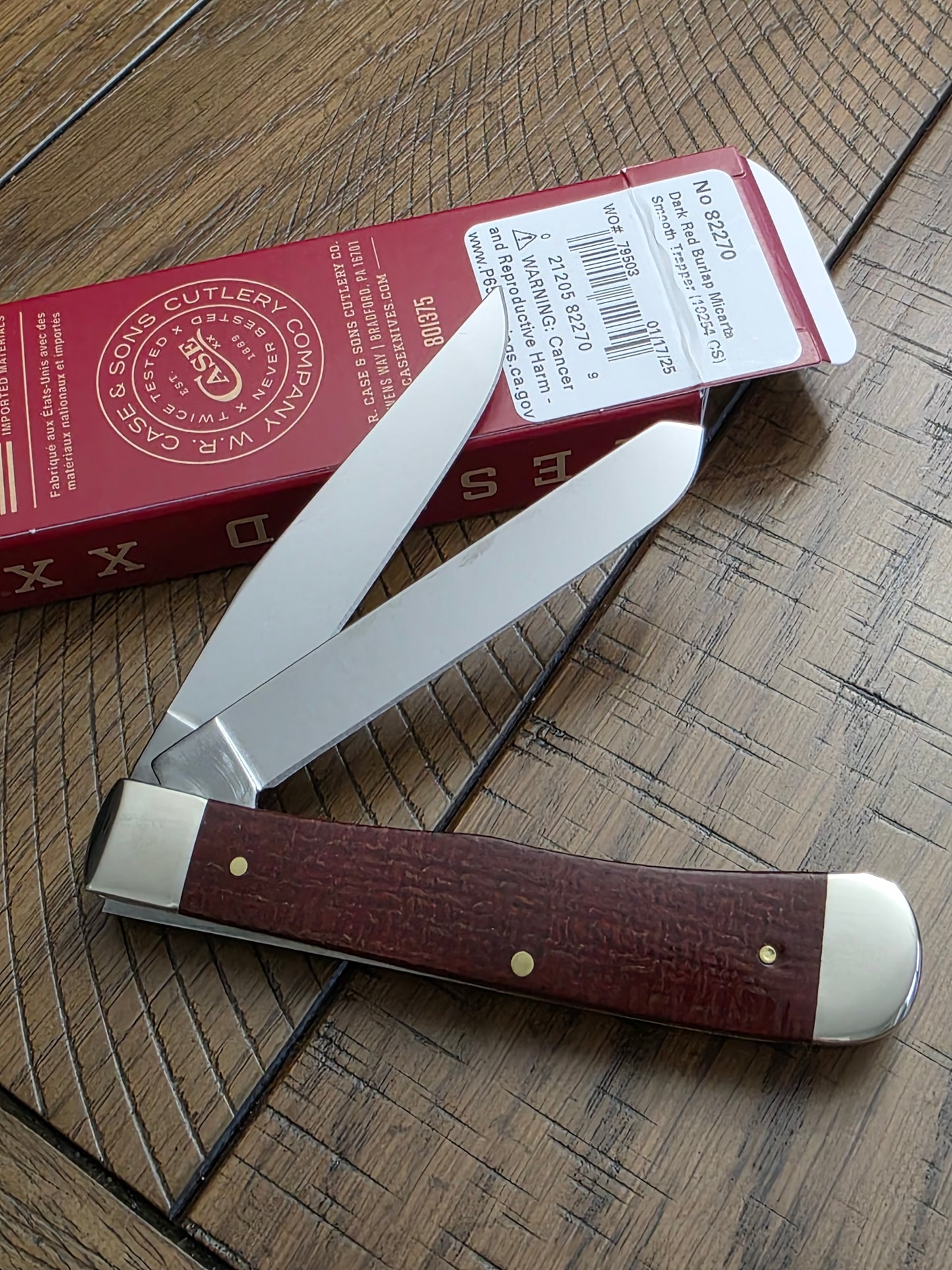 2025 Case XX Trapper Dark Red Burlap Micarta First Production Run 1 of 250 82270