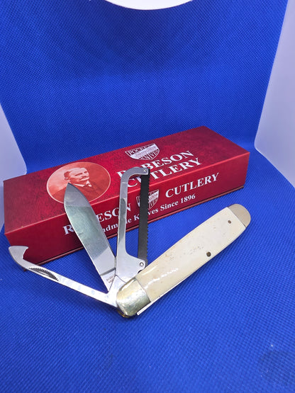 Robeson Shur-Edge Gamecock Knife - 4" Fightin' Chicken Knife - Smooth White Bone ROB632730W