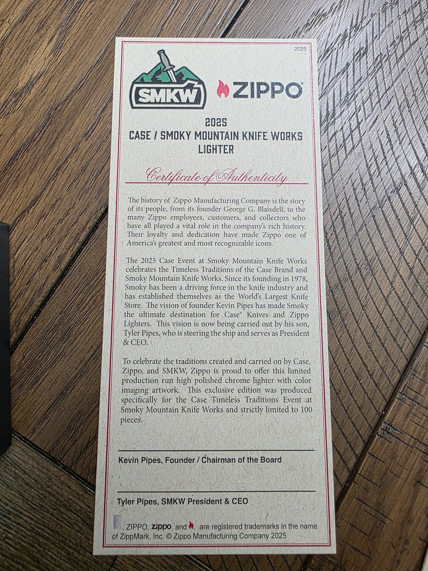 2025 Case XX SMKW Event Zippo - Timeless Traditions Tour