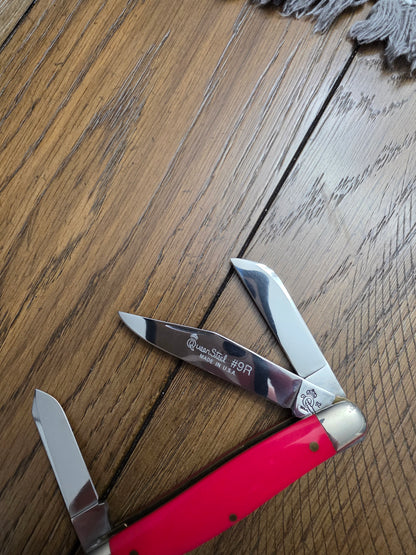 Queen Steel #9R - Smooth Red Delrin Stockman - 3 blade