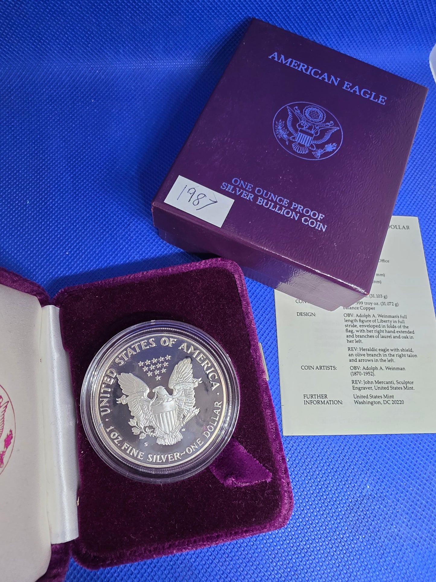 1987 SAE Proof Silver American Eagle $1 New in Box