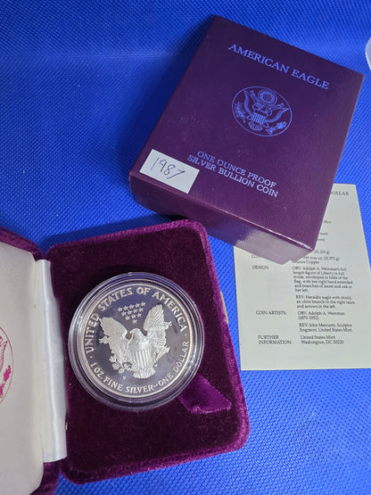 1987 SAE Proof Silver American Eagle $1 New in Box