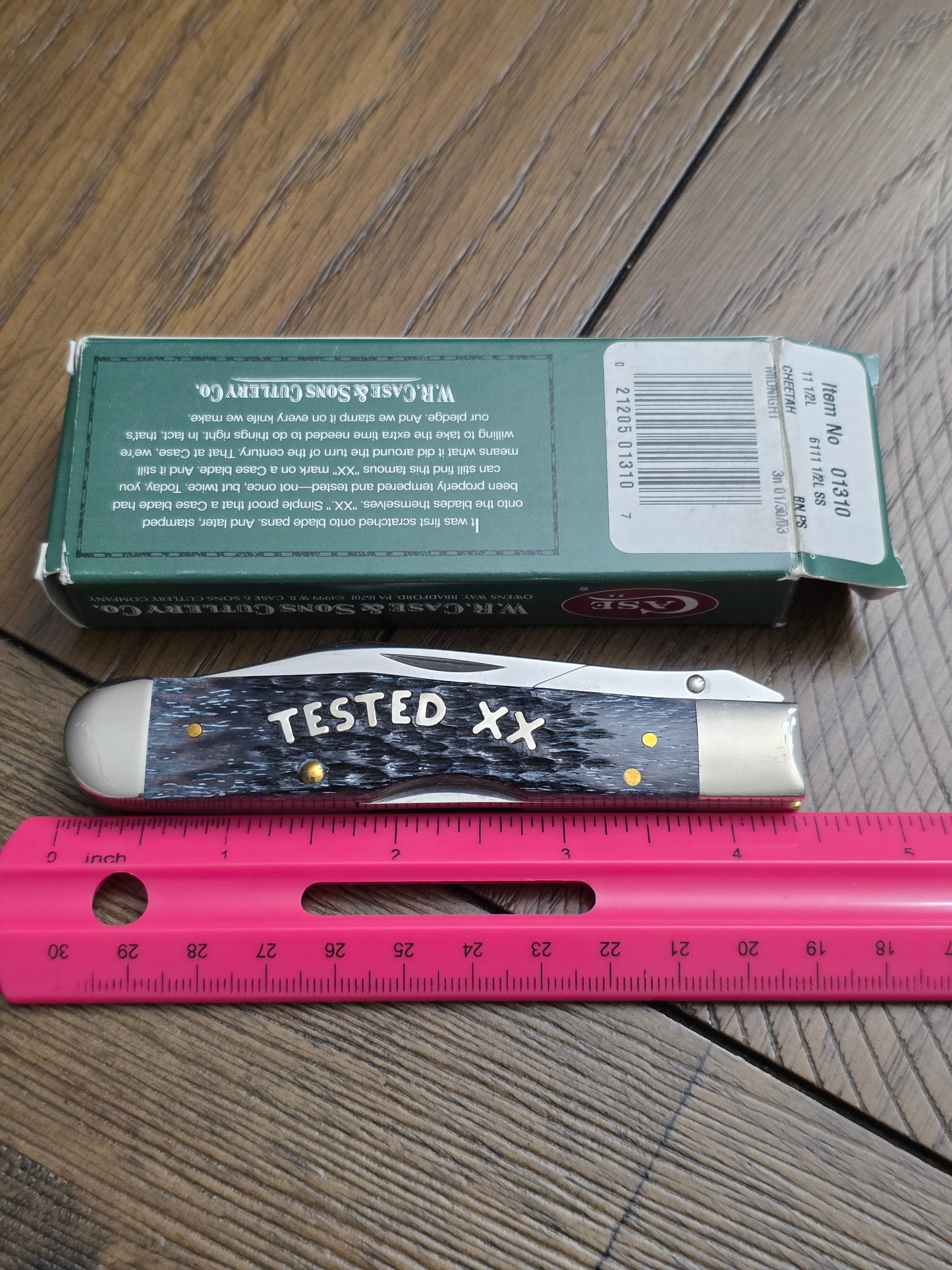 2003 Case XX Midnight Bone Tested XX Cheetah Silver Script - 01310