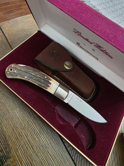Browning Stag Lockback Knife with Sheath in Display