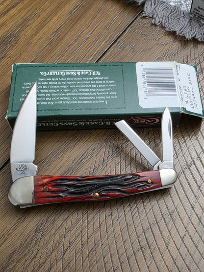 2002 Case XX 6355WH Red Oak Groove Jig Bone Seahorse Whittler