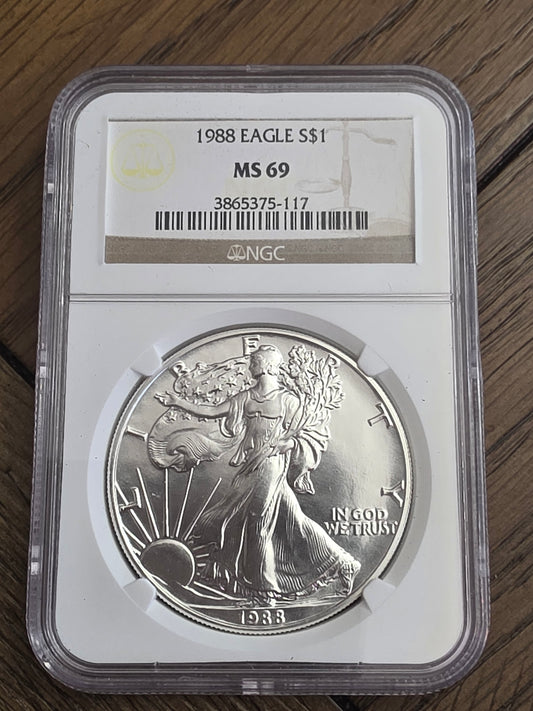 1988 SAE Silver American Eagle $1 Silver Dollar MS 69 NGC