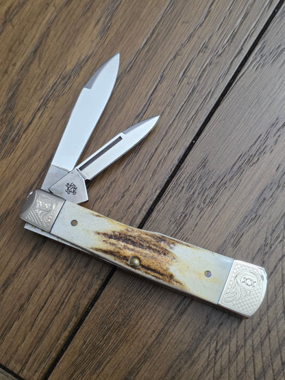 2005 Case XX C. PLATTS Stag Gunstock 2 Blade Case Family Brand No Box