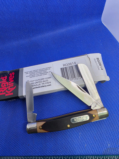 Rigid Square Jaw Stockman Brown Sawcut Delrin Handles NIB RG0814