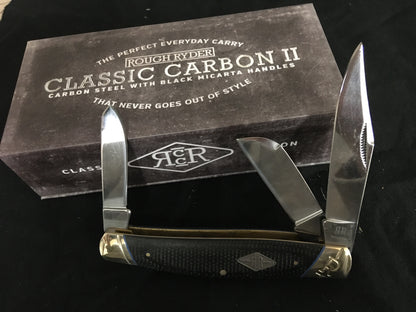 Rough Ryder Classic Carbon II Micarta Large Stockman RR2214