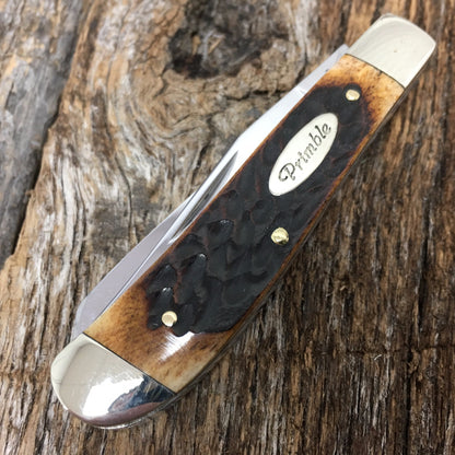 JOHN PRIMBLE 3 1/2" TRAPPER Pocket Knife Brown Jigged Bone handles New JP300078JB