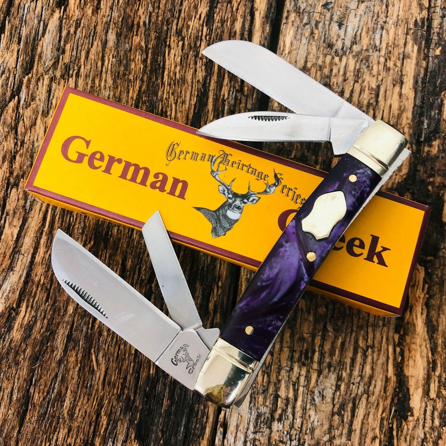 GERMAN CREEK 3 5/8" Couteau de poche du Congrès 4 lames, tout nouveau PURPLE SWIRL