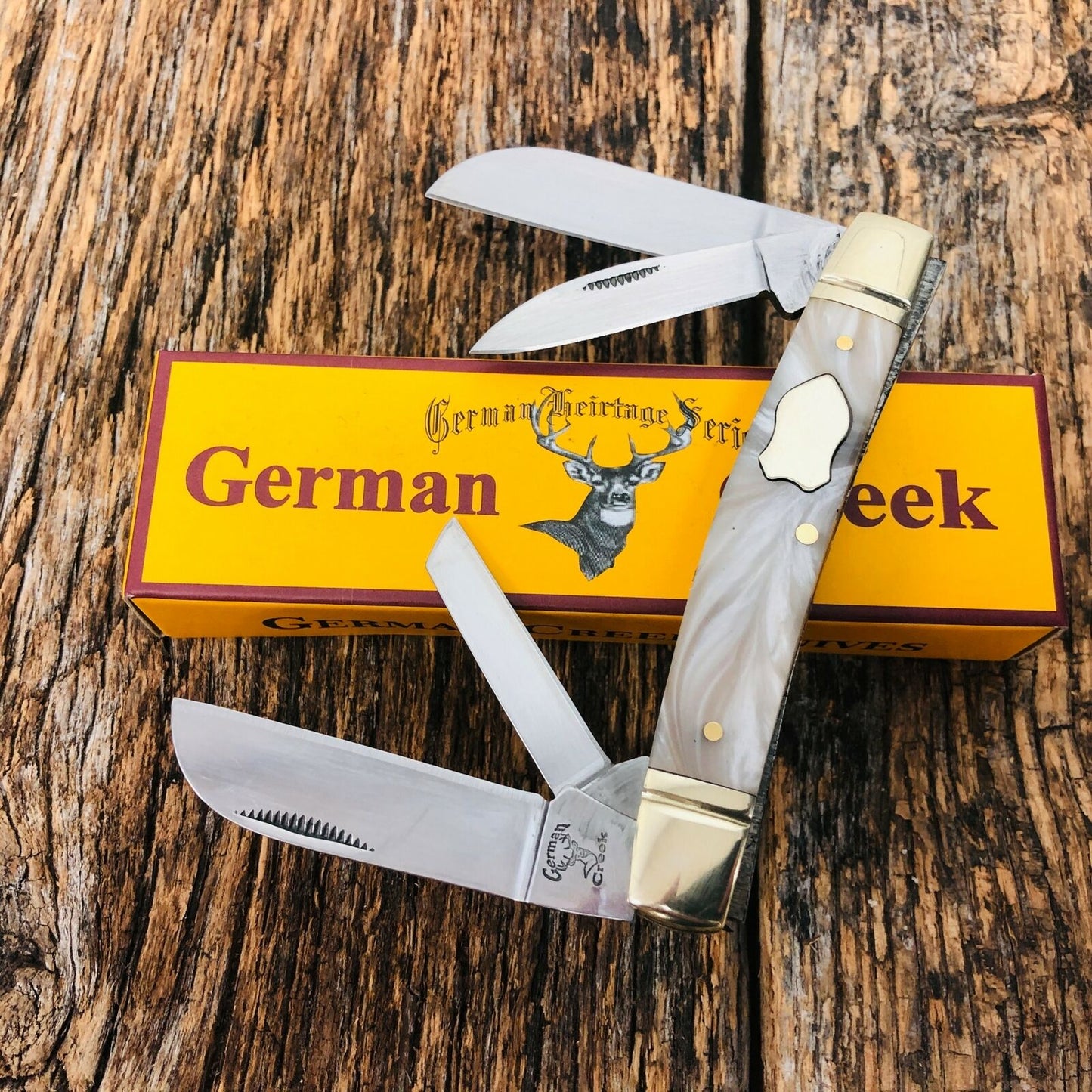 GERMAN CREEK 3 5/8" Couteau de poche du congrès 4 lames, tout nouveau WHITE PEARL